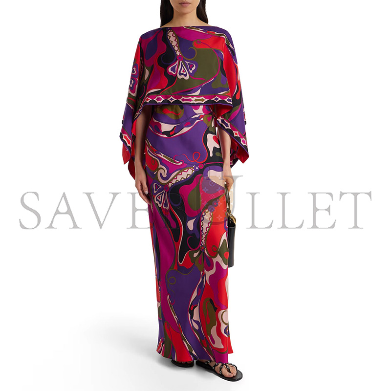 PUCCI ORCHIDEE SILK SLIP DRESS AND CAPE SET